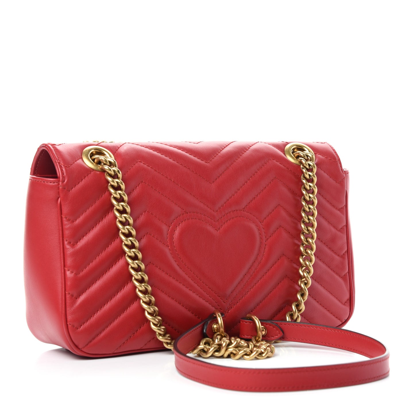 Calfskin Matelasse Small GG Marmont Shoulder Bag Hibiscus Red