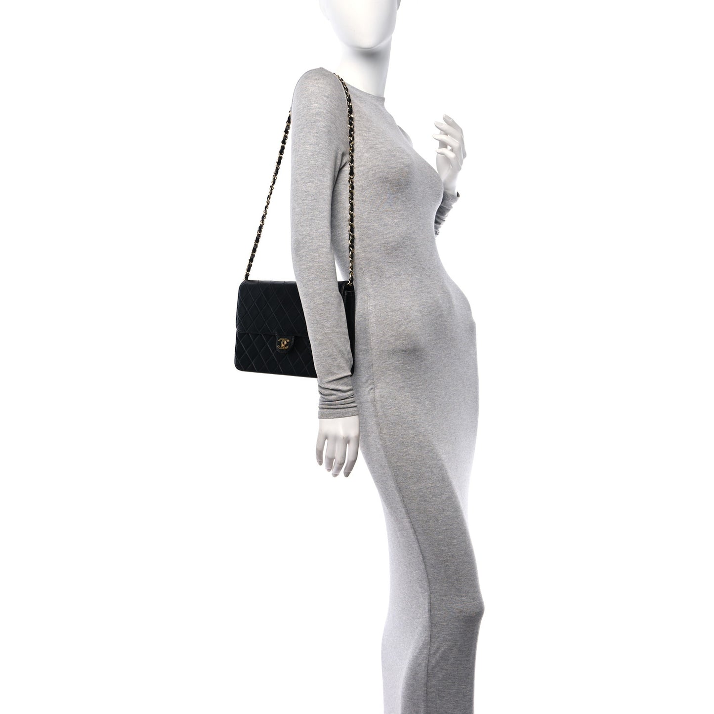 Lambskin Quilted Clutch With Chain Flap Black