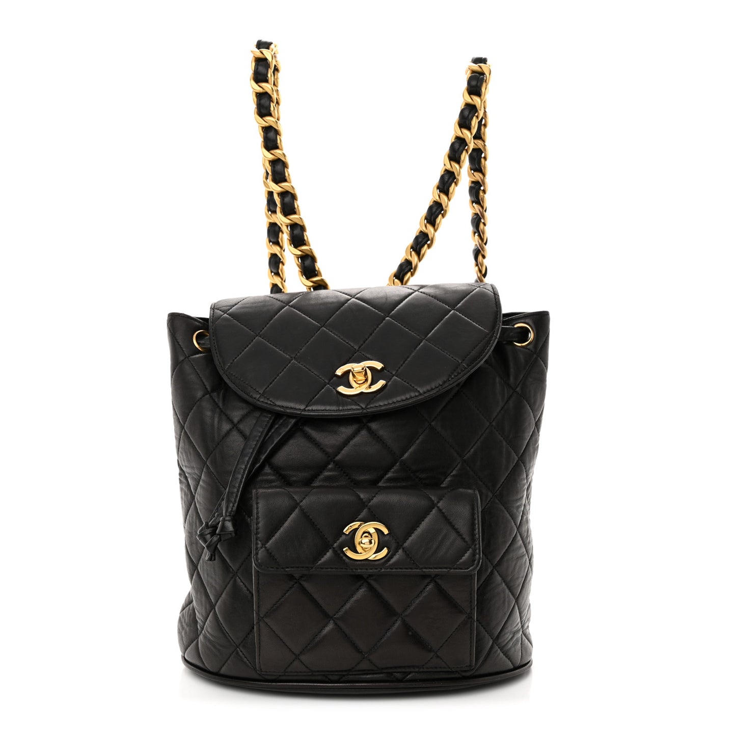 Lambskin Quilted Backpack Black