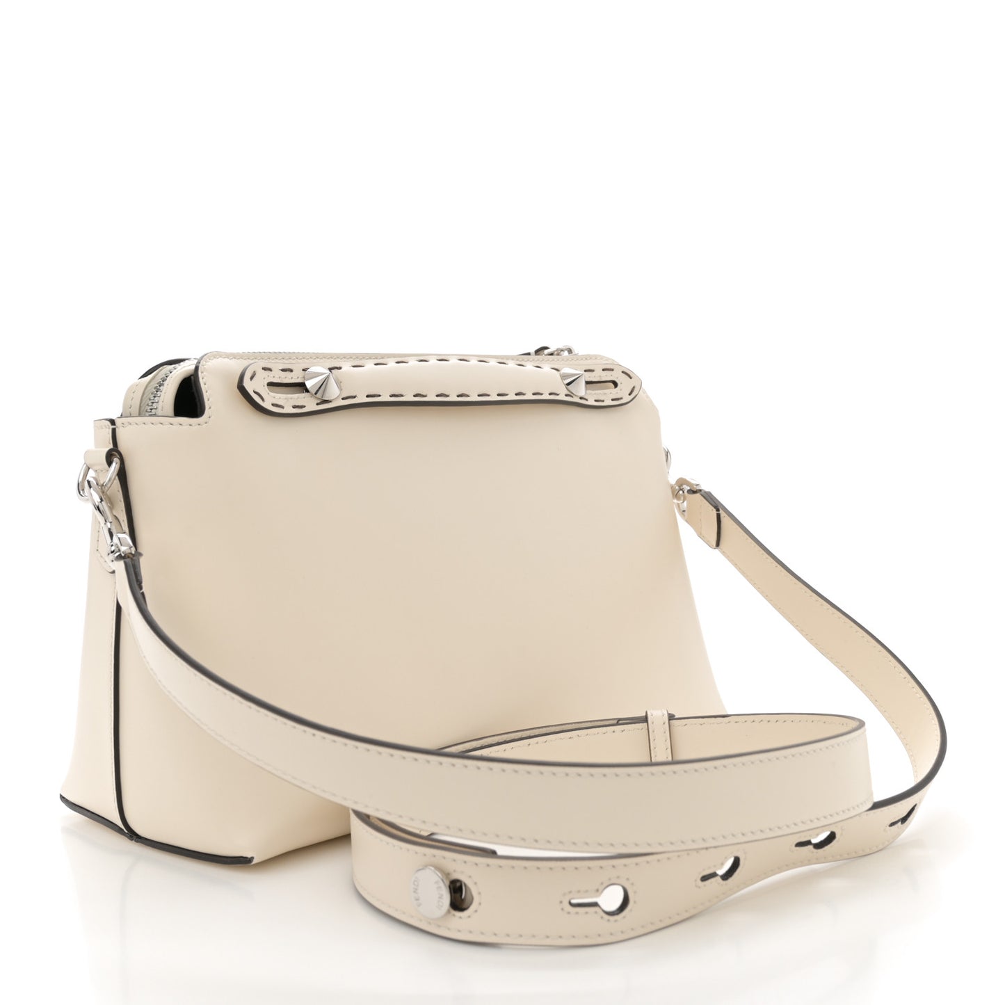 Vitello King Logo Embossed Medium By The Way Boston Bag White Ice