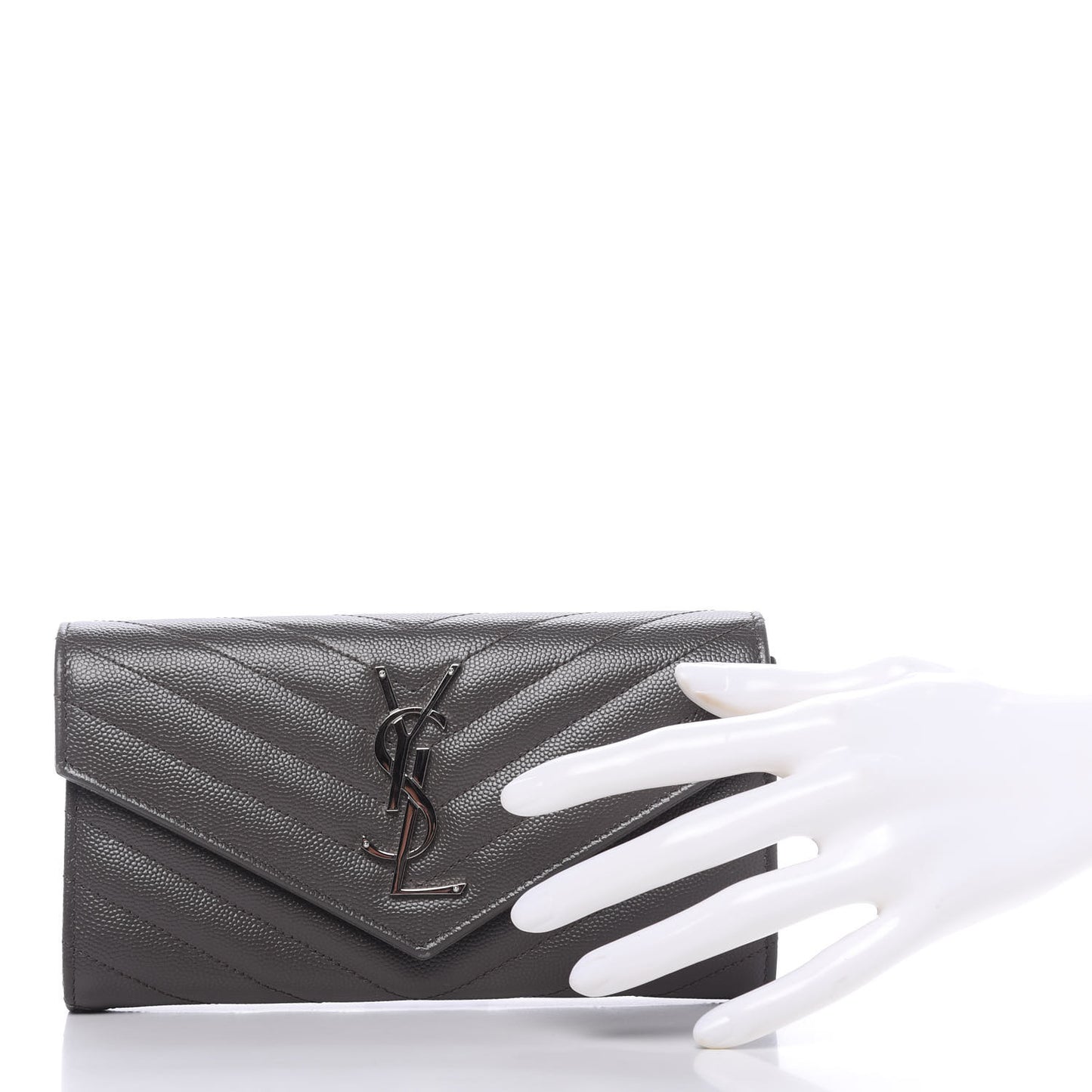 Grain De Poudre Matelasse Chevron Monogram Flap Wallet Coal
