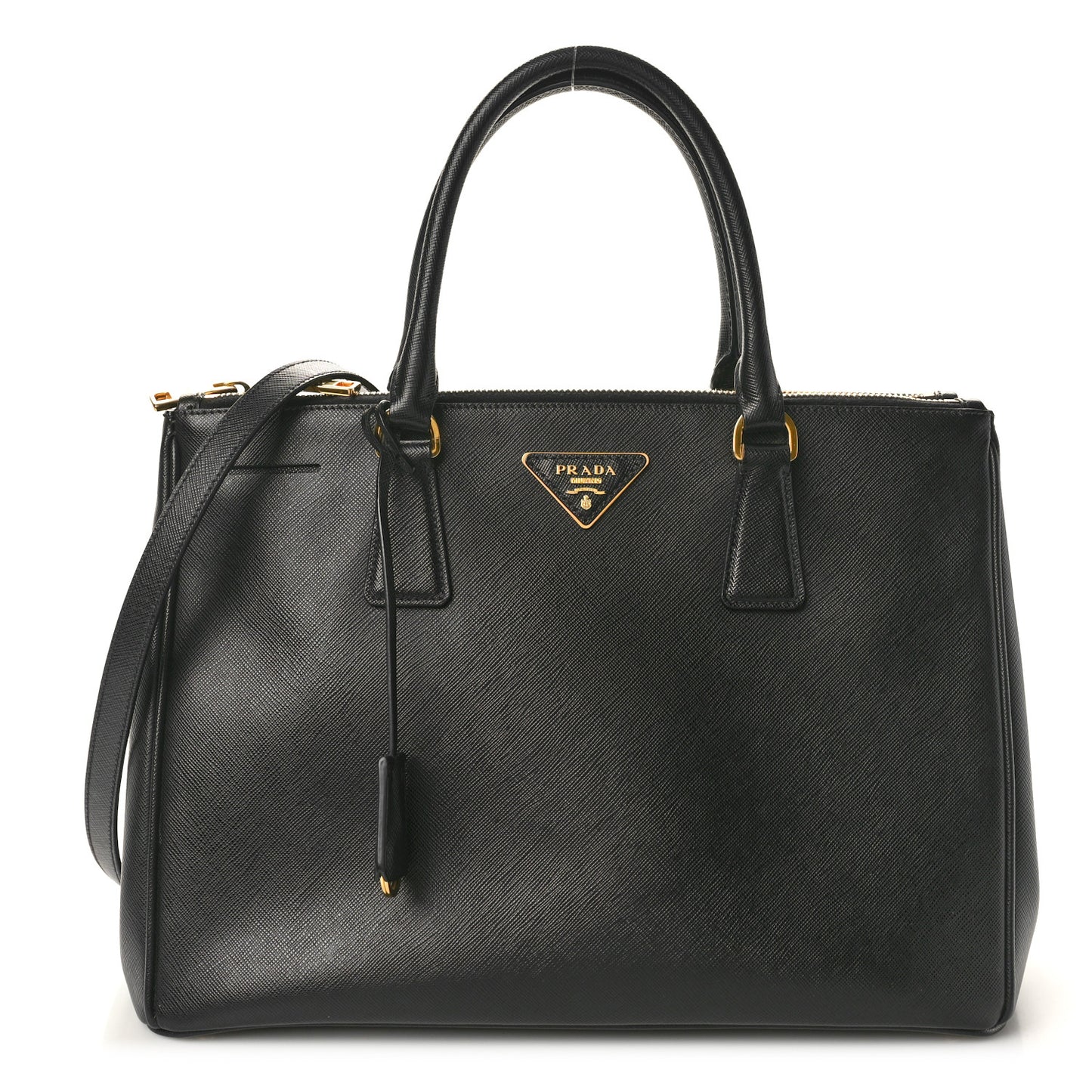 Saffiano Medium Galleria Double Zip Tote Black