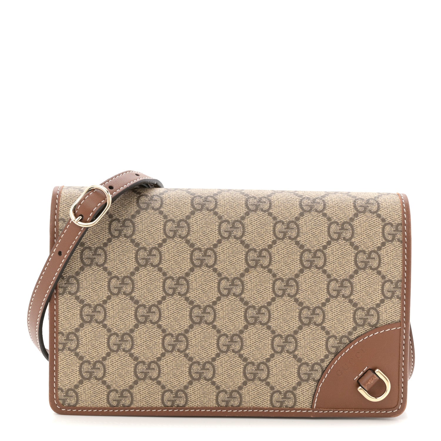 Gucci GG Supreme Monogram Textured Calfskin Emblem Super Mini