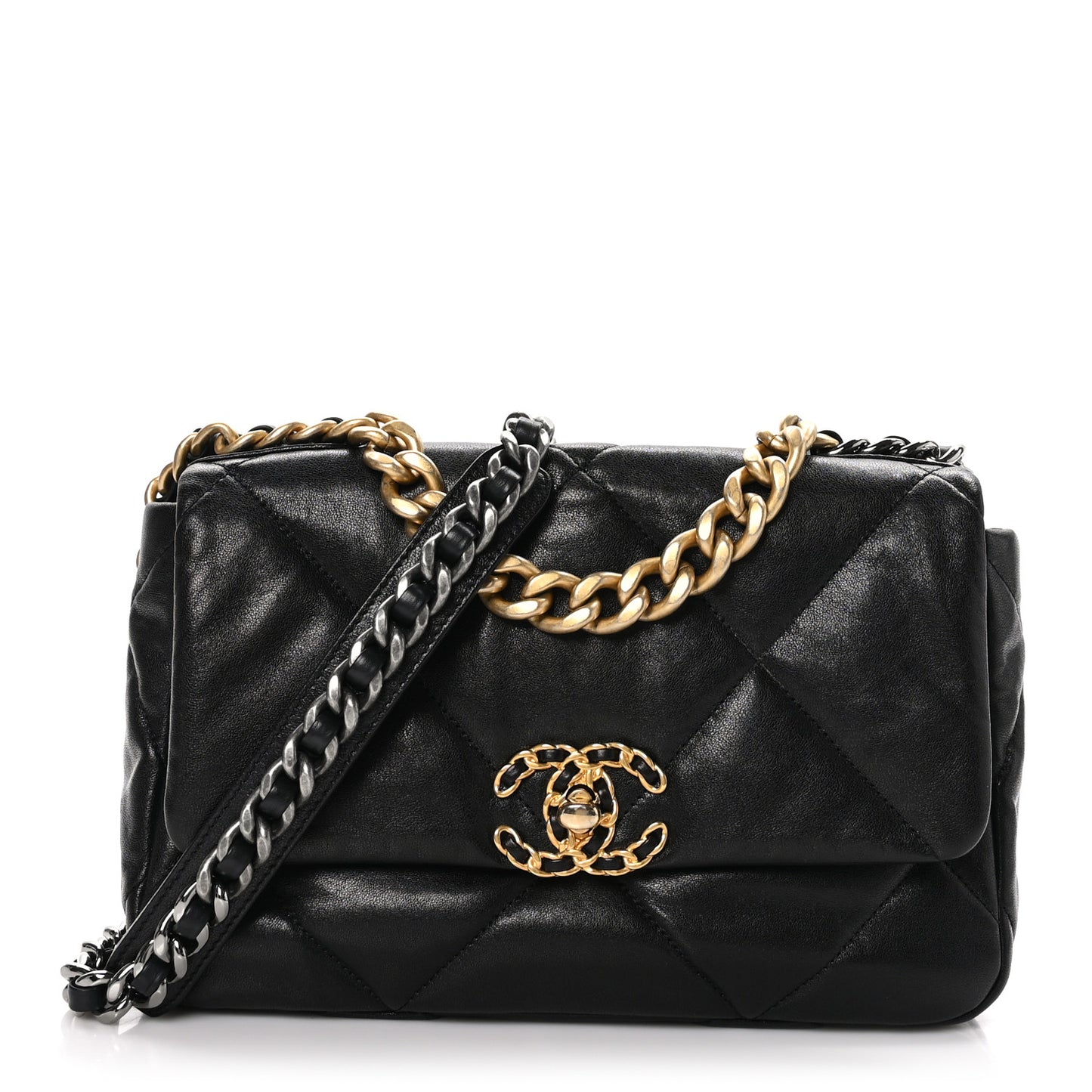 Goatskin Quilted Medium Chanel 19 Flap Black