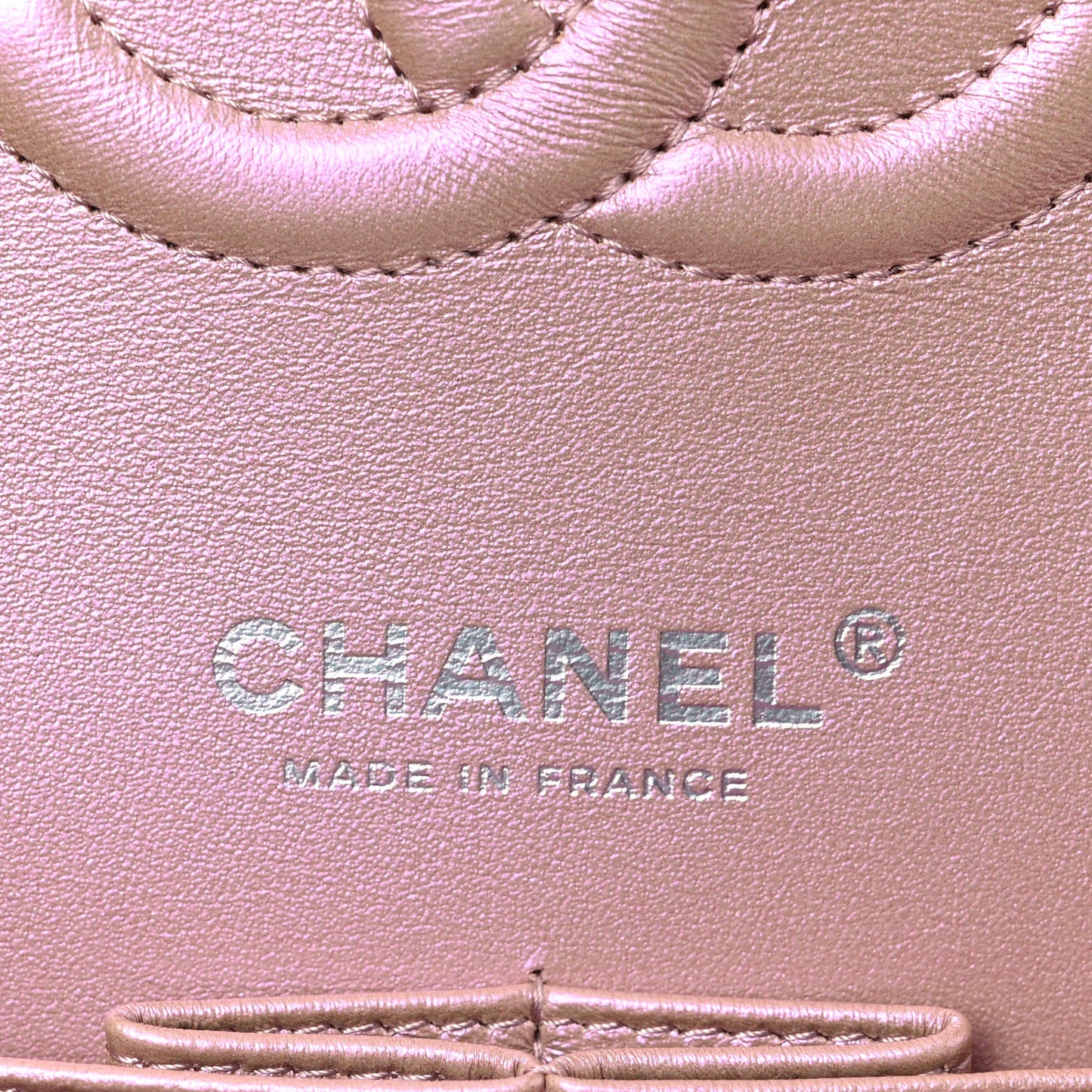 Iridescent Calfskin Quilted Medium Double Flap Pink