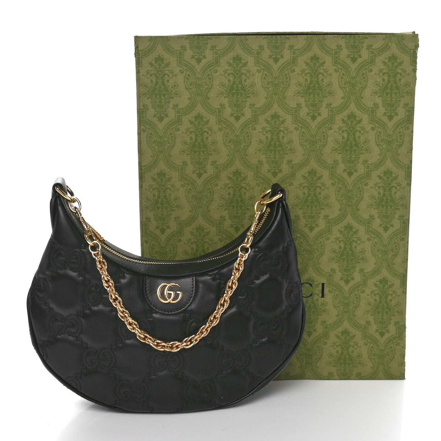 Calfskin GG Matelasse Small Hobo Shoulder Bag Black