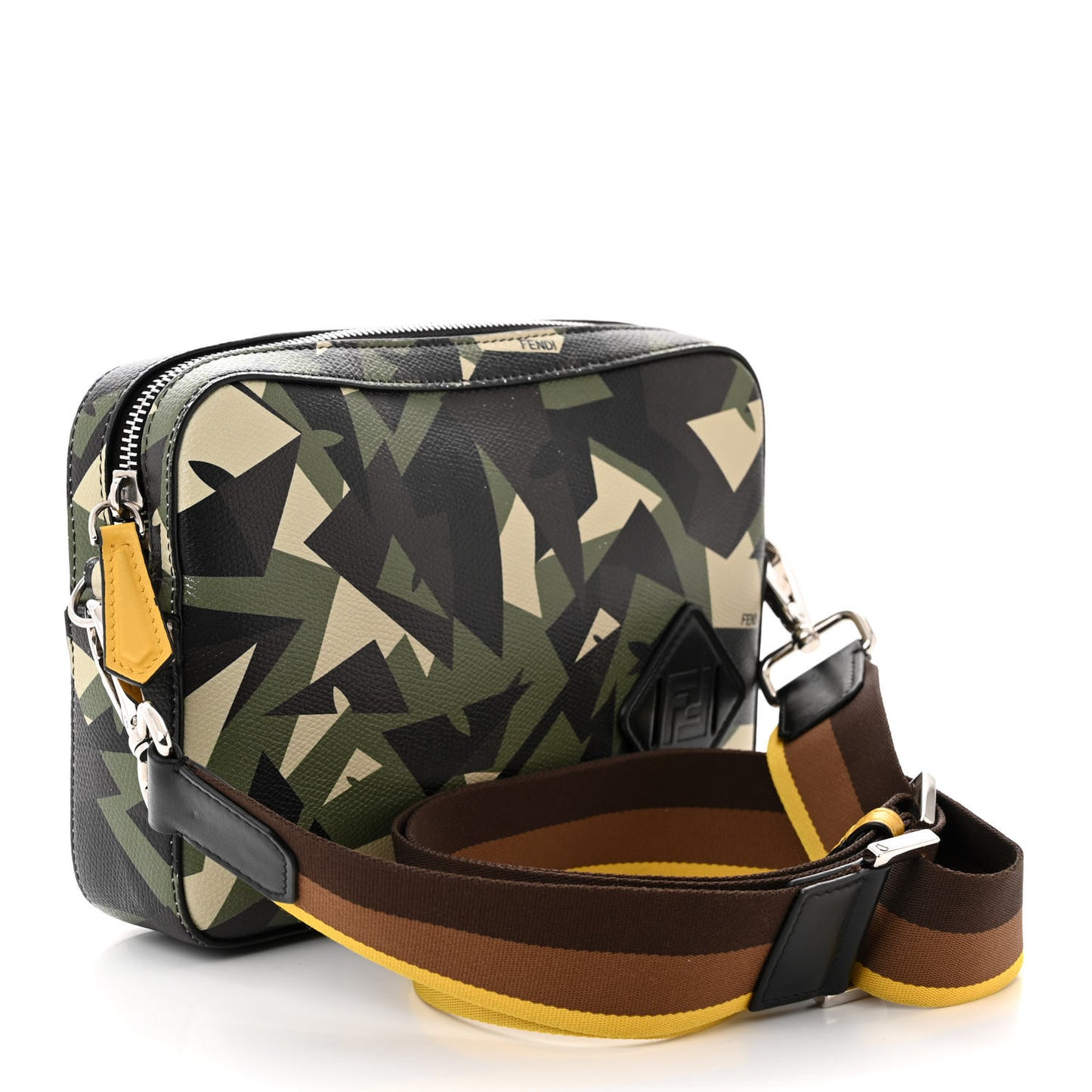 Textured Calfskin Bugs Camouflage Medium Camera Case Multicolor Military