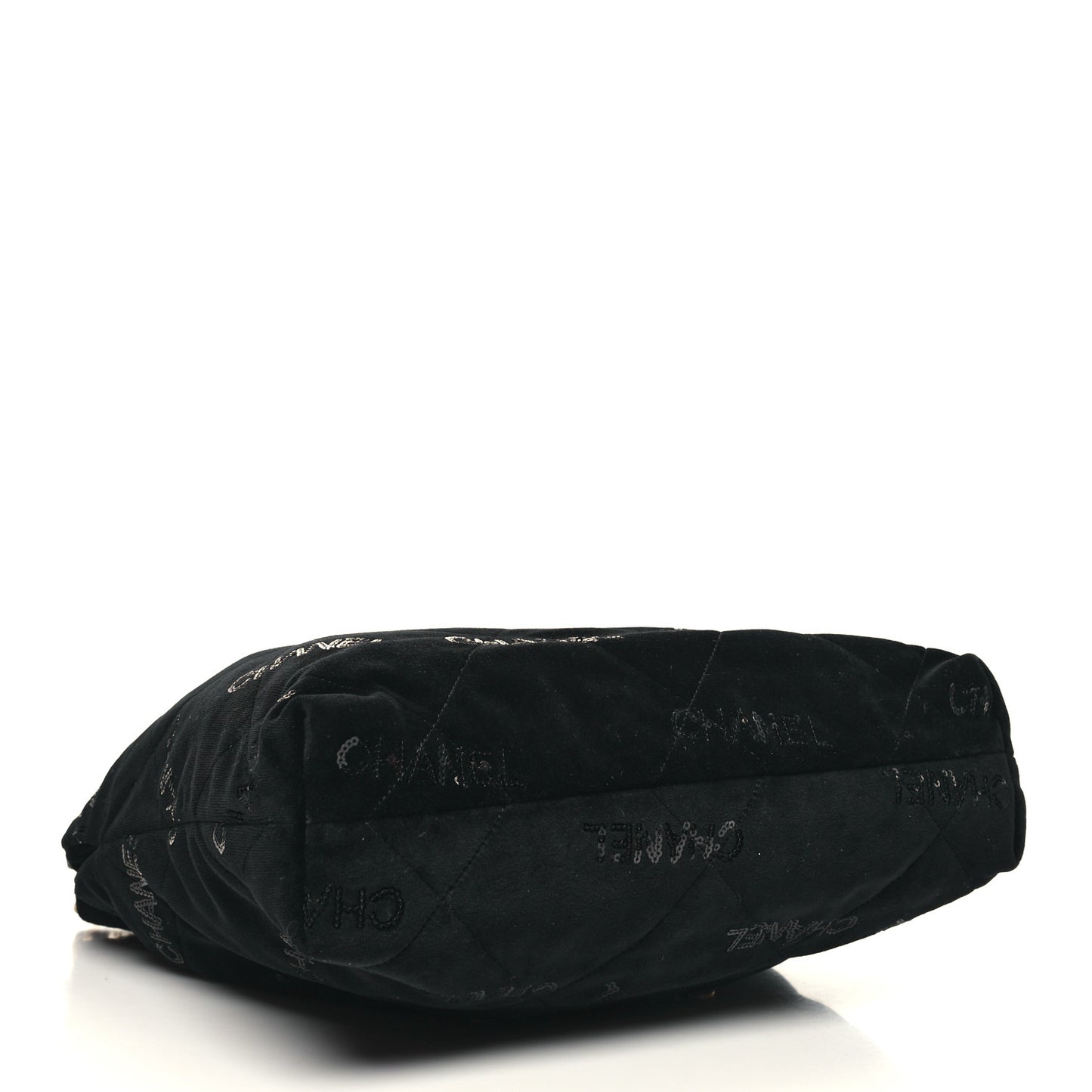 Velvet Sequin Quilted Small Chanel 22 Black