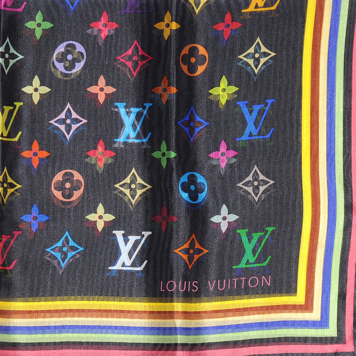 Silk Monogram Multicolor Square Scarf Black