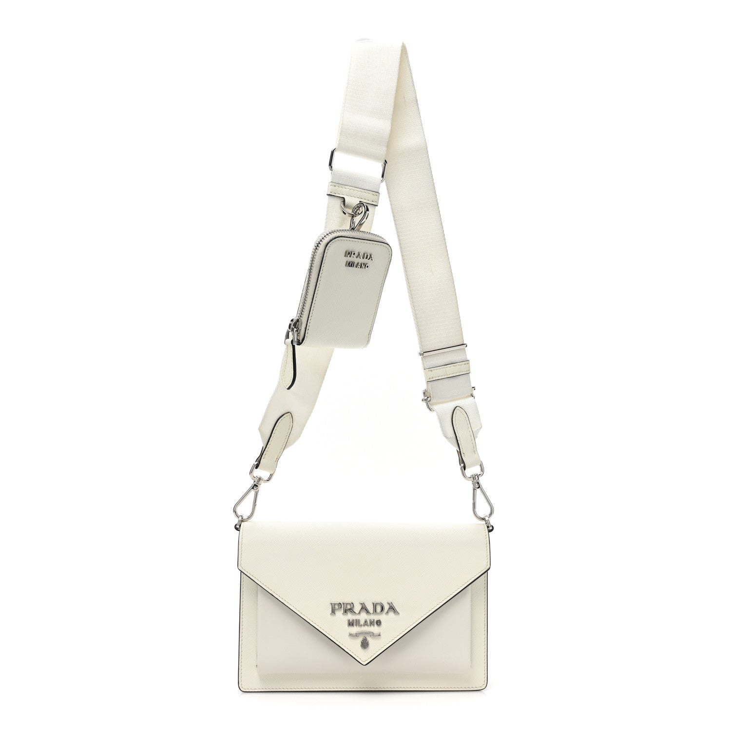 Prada Saffiano City Calfskin Mini Envelope Bag White 1 of 8