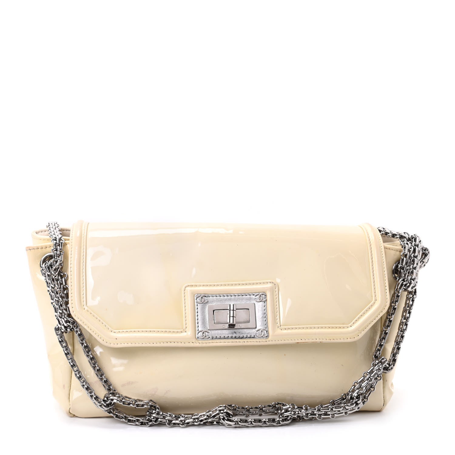 Chanel Patent Calfskin Mademoiselle Lock Bijoux Chain Flap Beige 1 of 12