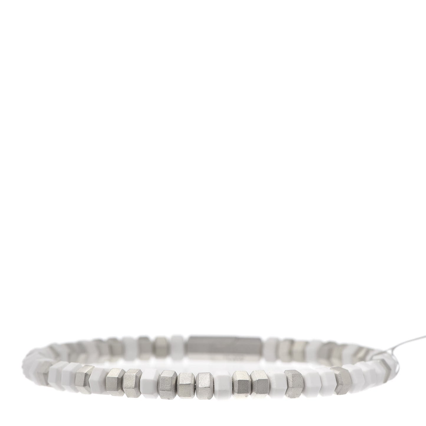 Sterling Silver Hex Bead Bracelet White