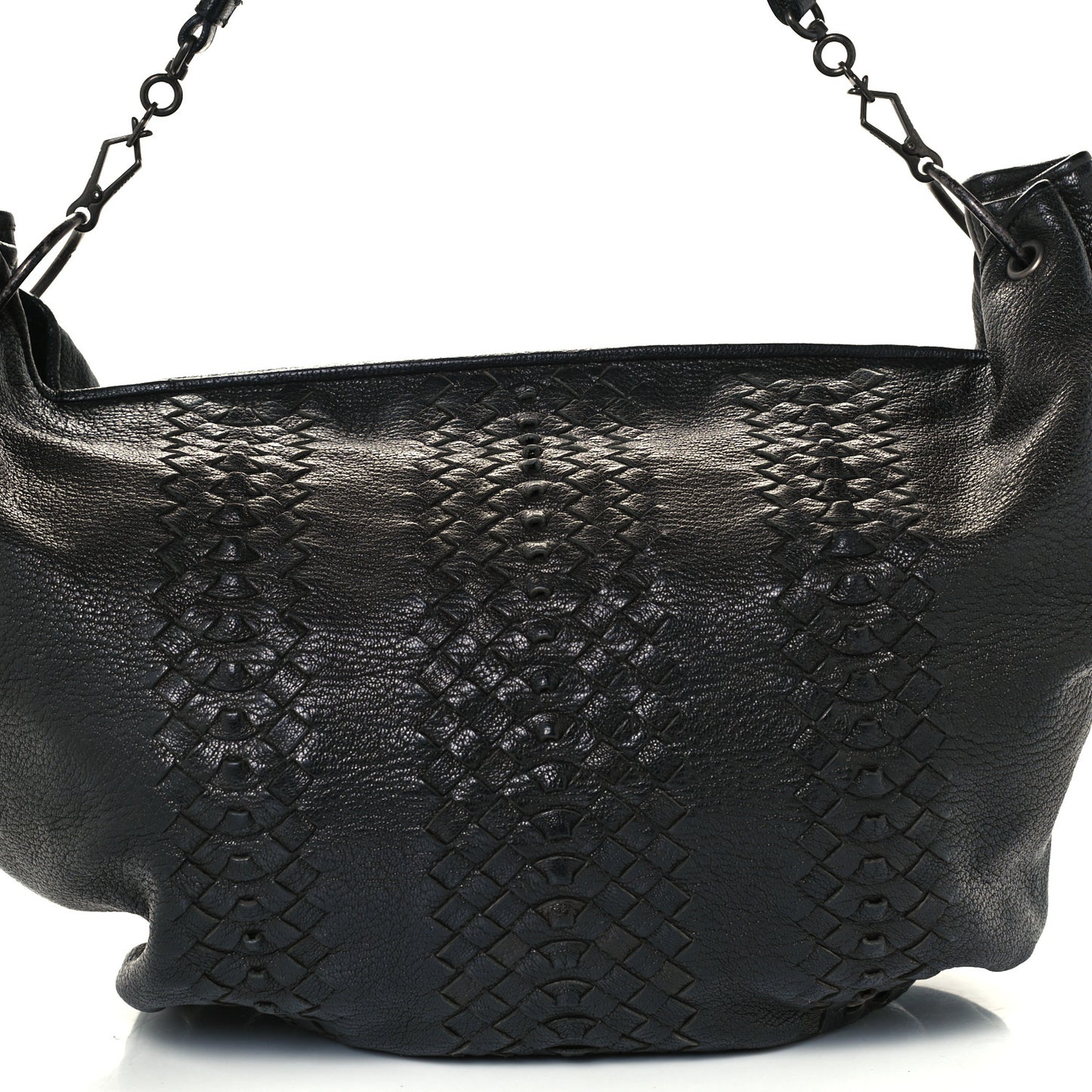Cervo Deerskin Woven Hobo Black