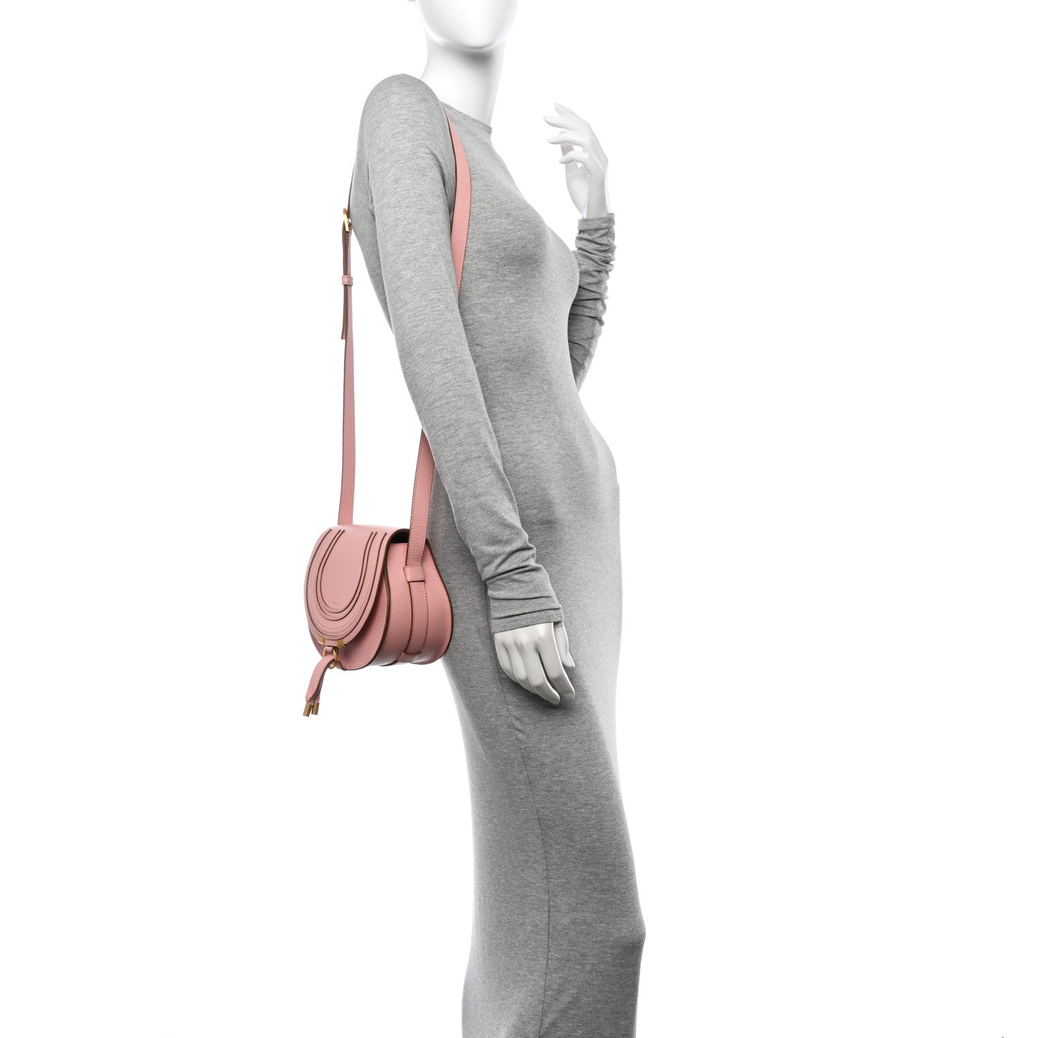 Chloe Grained Calfskin Small Marcie Saddle Bag Blossom Pink 2 of 12