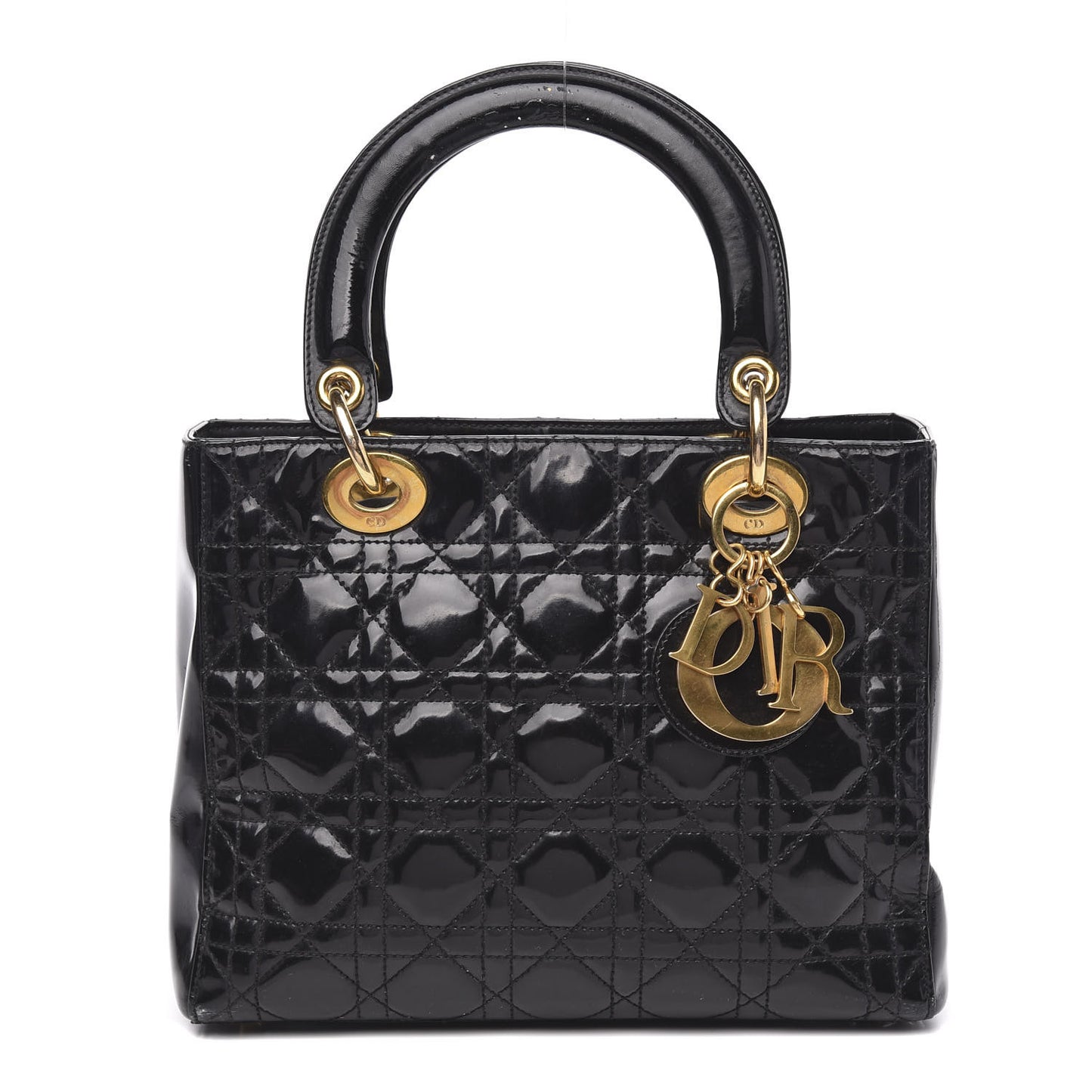 Patent Cannage Medium Lady Dior Black