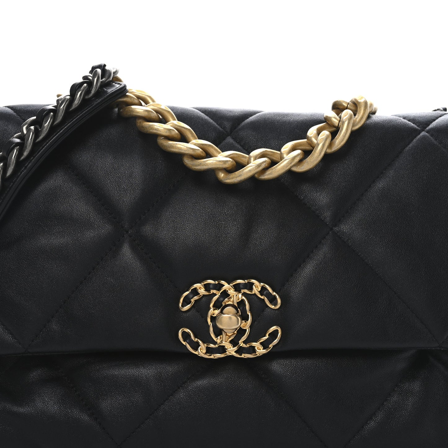 Lambskin Quilted Medium Chanel 19 Flap Black