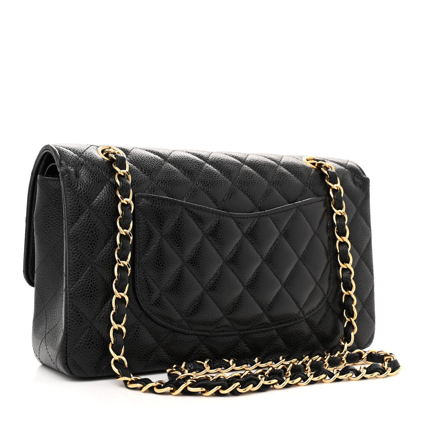 Caviar Quilted Medium Double Flap Black