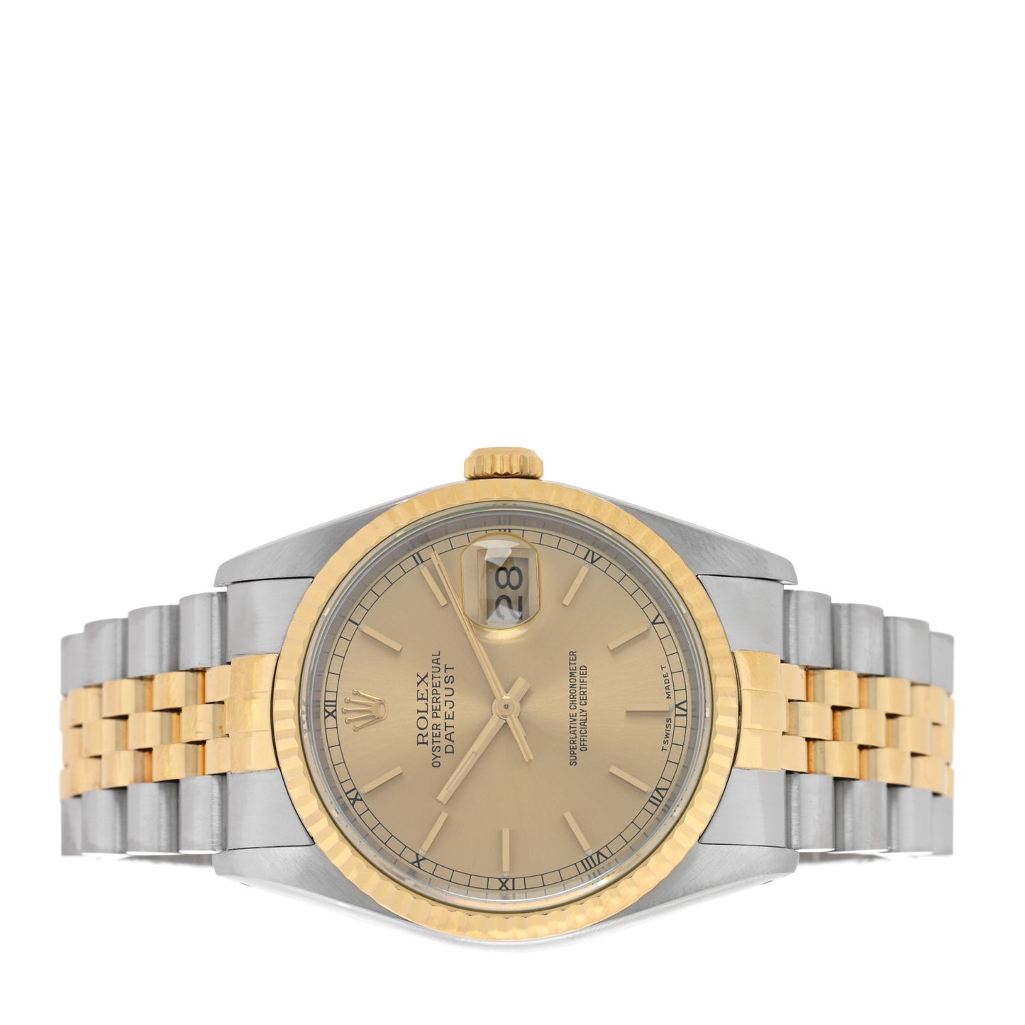 Stainless Steel 18K Yellow Gold 36mm Oyster Perpetual Datejust Watch Champagne 16233