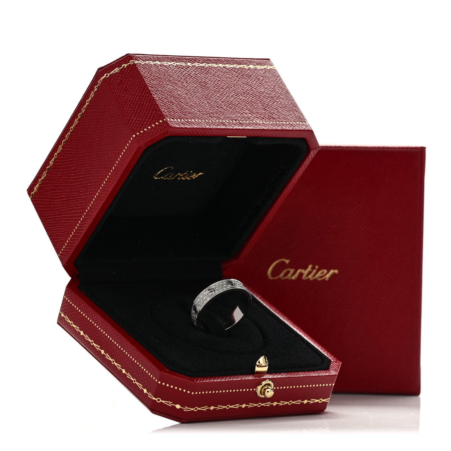 Cartier 18K White Gold Diamond 5mm LOVE Paved Ring 56 7.75 5 of 5