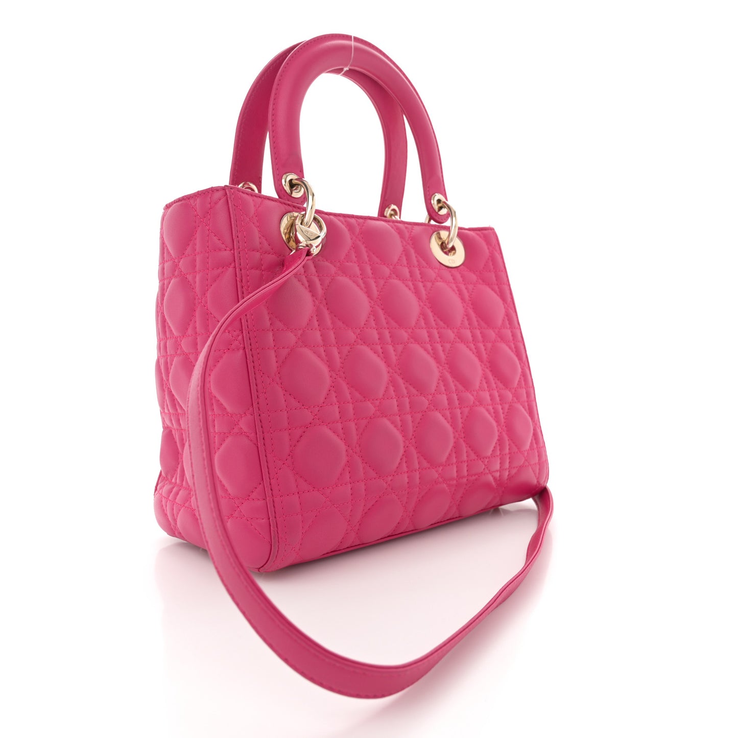 Lambskin Cannage Medium Lady Dior Fuchsia