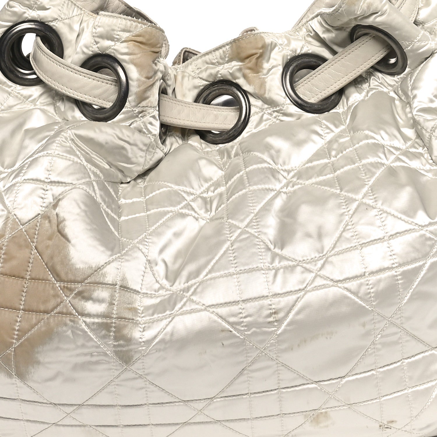 Christian Dior Nylon Cannage Drawstring Bag White 8 of 12