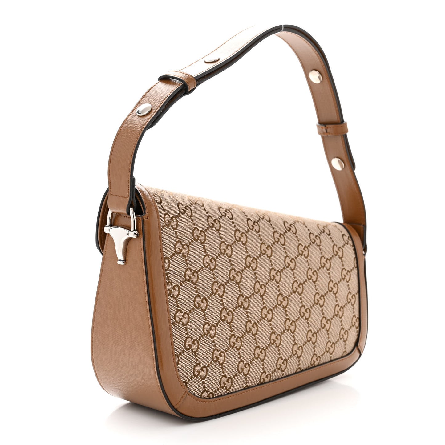 Monogram Small Horsebit 1955 Asymmetric Shoulder Bag Beige Brown Sugar