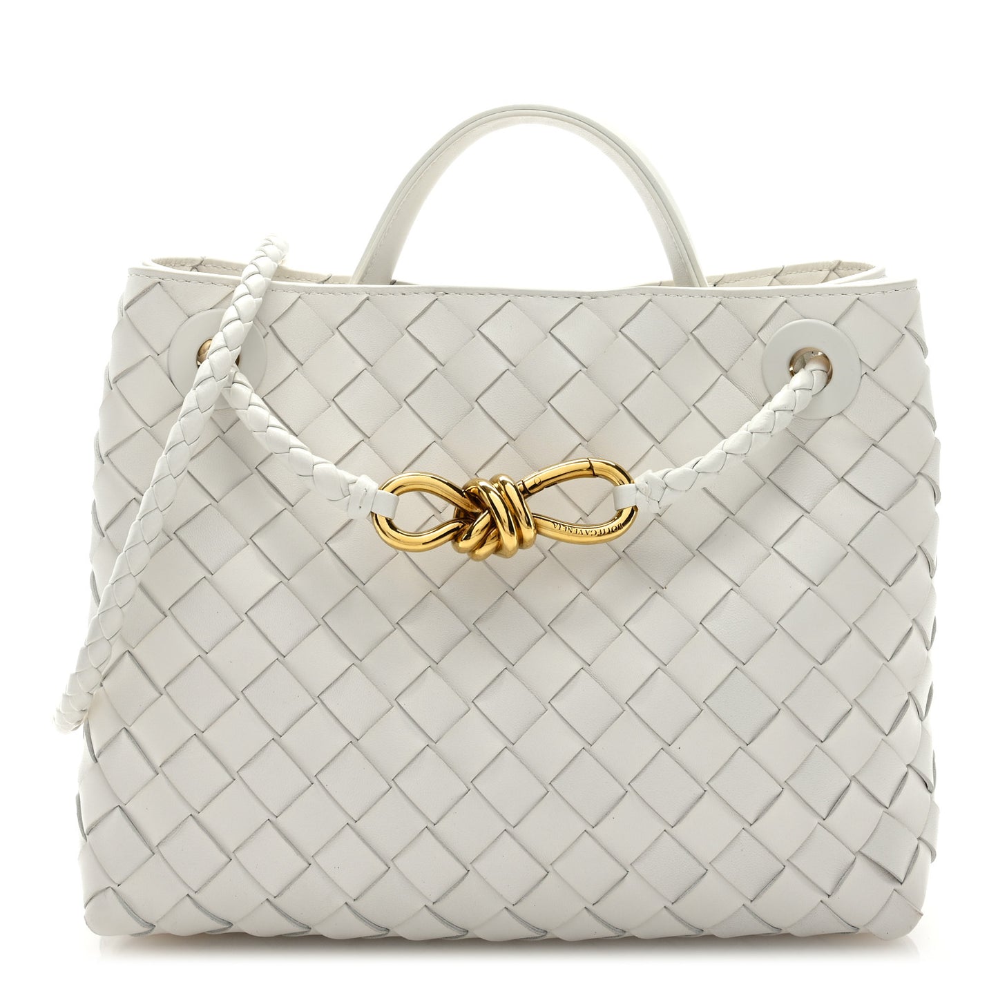 Nappa Intrecciato Small Andiamo Shoulder Bag White