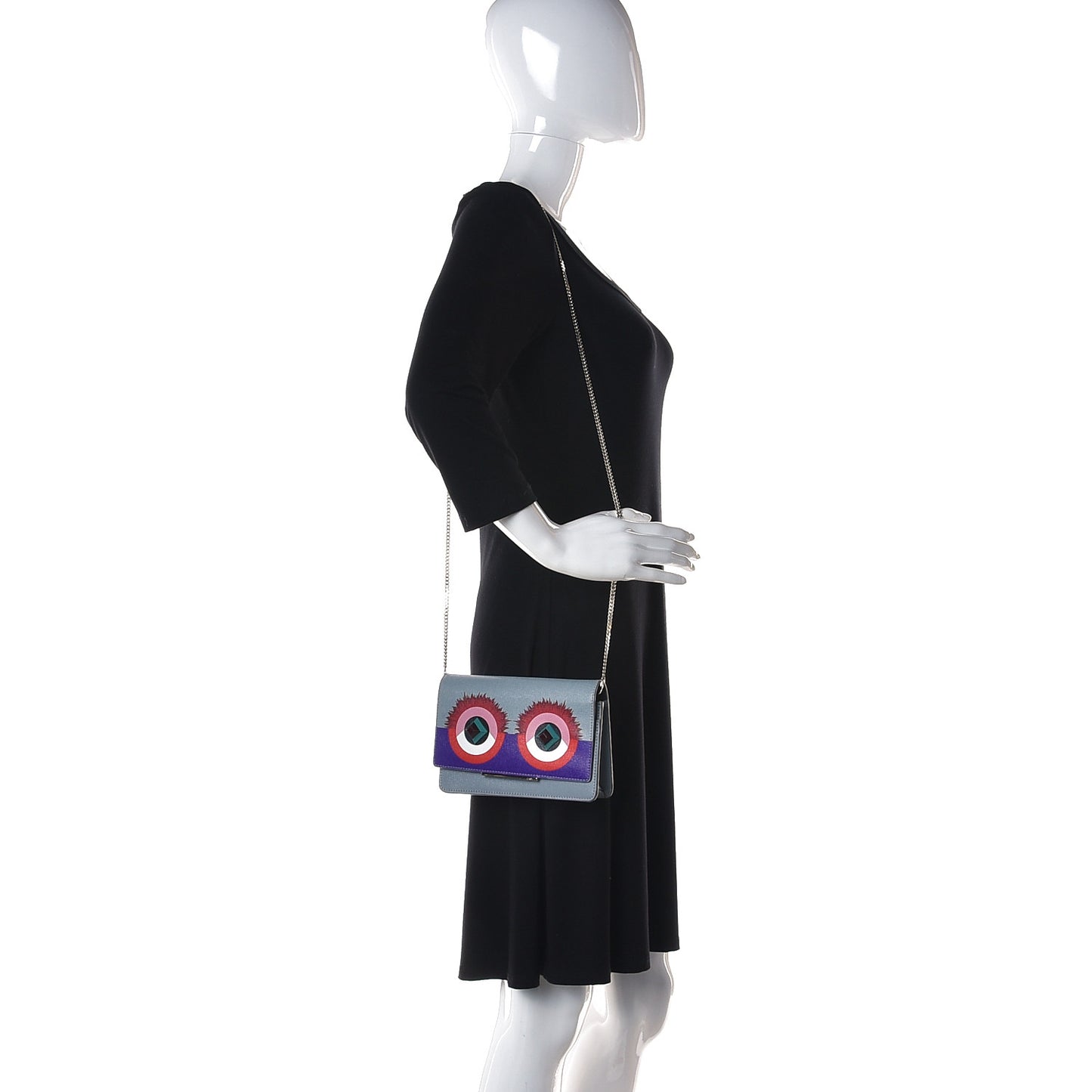 Vitello Elite Studded Hypnoteyes Tube Wallet On Chain Polvere Multicolor