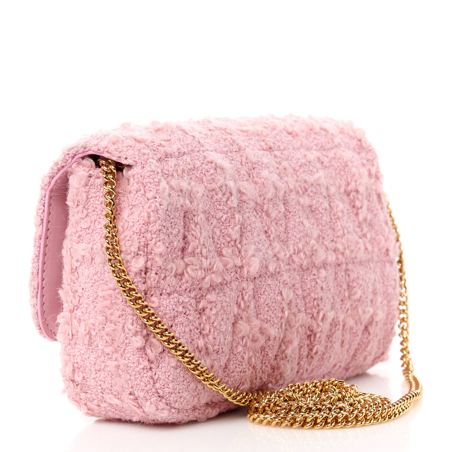 Versace Tweed Lambskin Virtus Mini Chain Bag Pale Pink 3 of 11