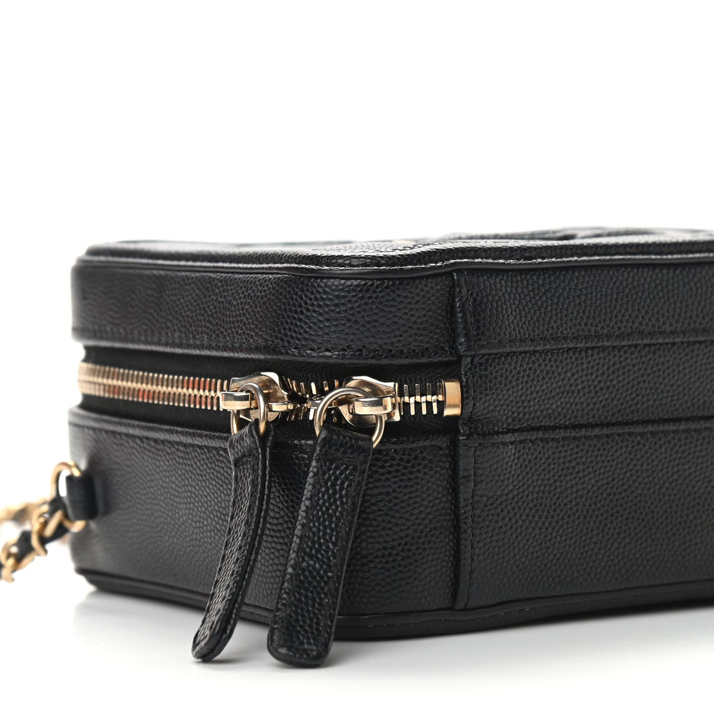 Caviar Quilted Small CC Filigree Vanity Case Black