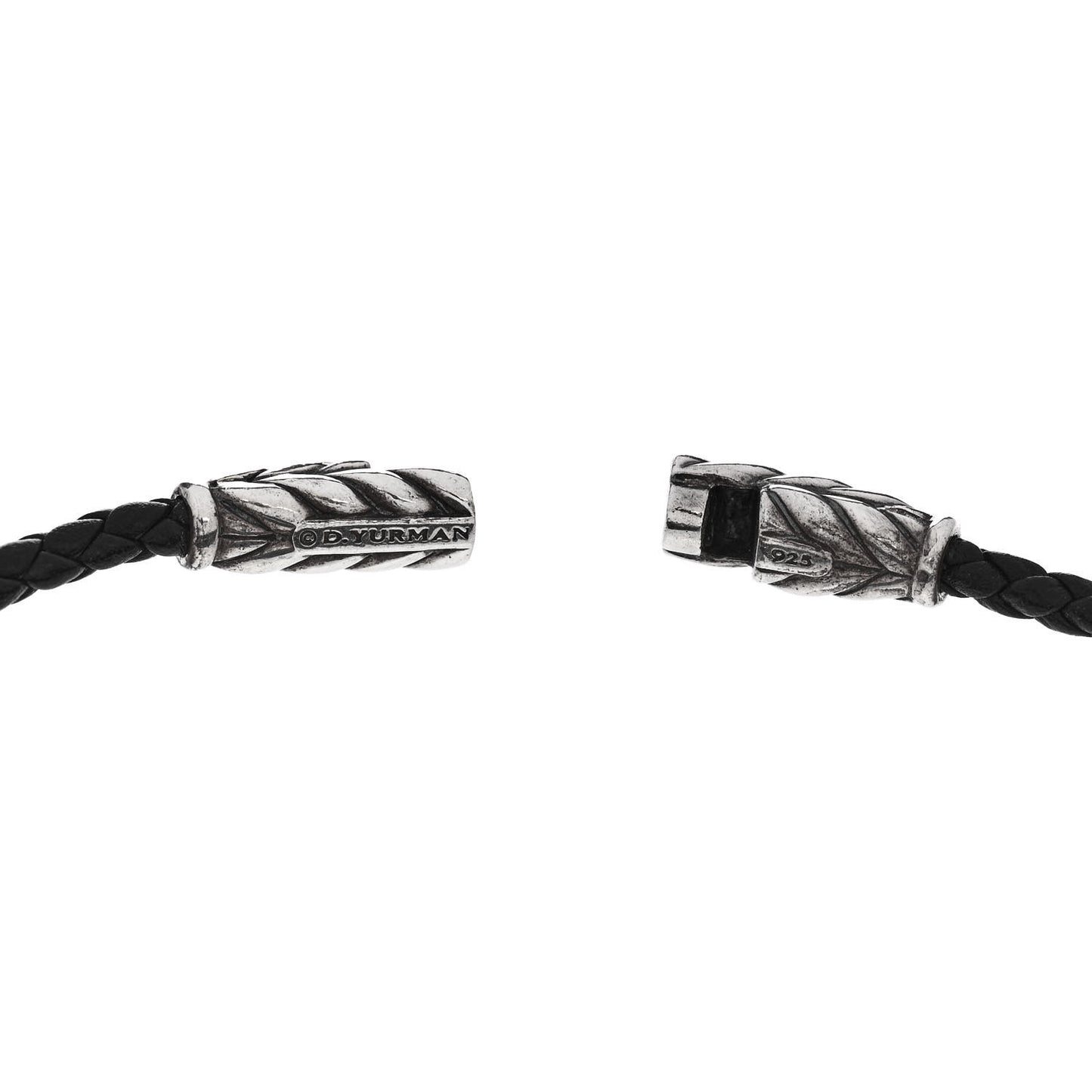 Sterling Silver Leather Mens Chevron Triple-Wrap Bracelet Black