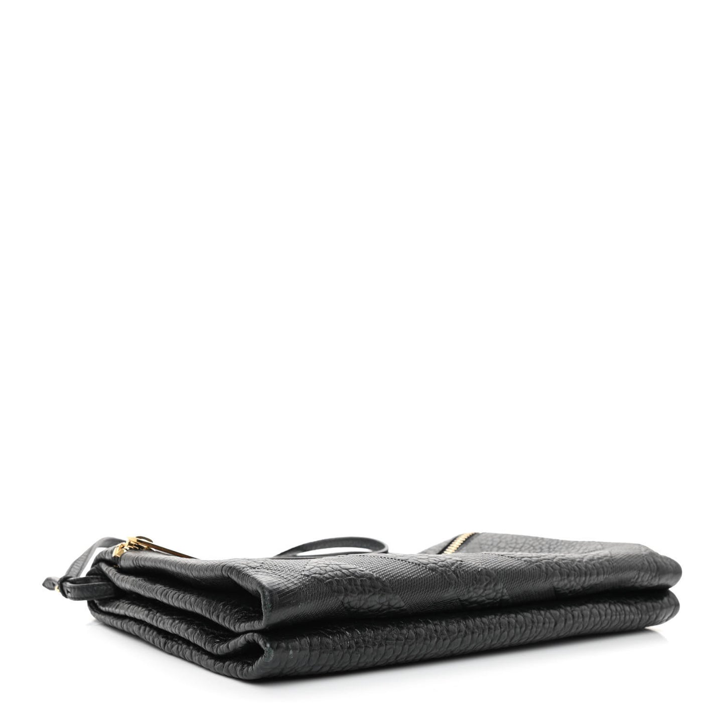 Signature Grain Calfskin Check Embossed Medium Balmoral Clutch Bag Black