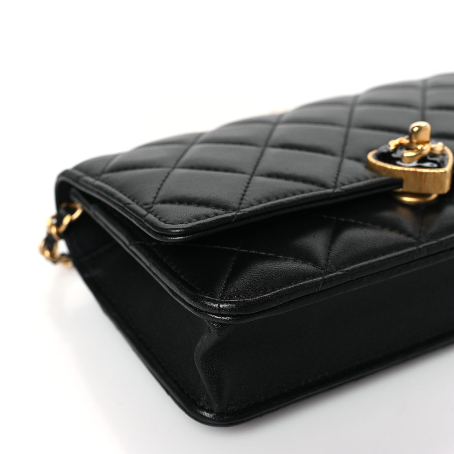Lambskin Plexiglass Quilted Coco Love Wallet On Chain WOC Black