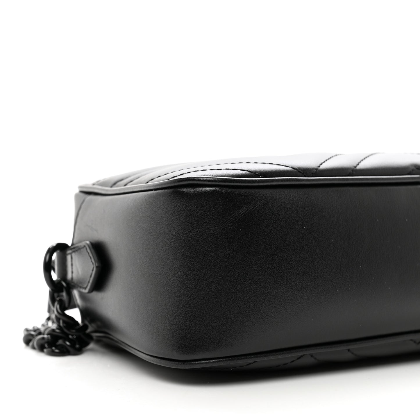 Calfskin Matelasse Monochrome Small GG Marmont Chain Shoulder Bag Black