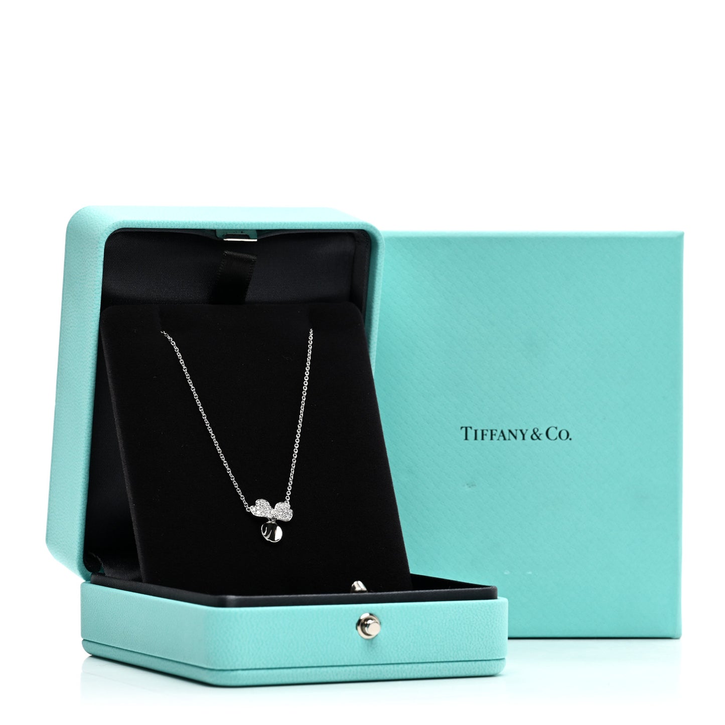 Platinum Diamond .17ctw Small Paper Flowers Pendant Necklace