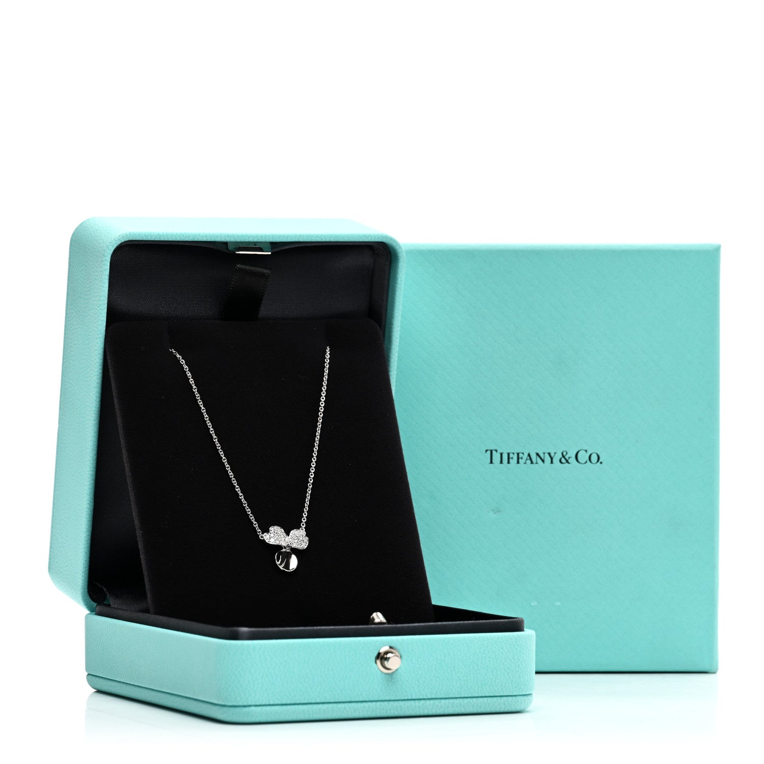 Tiffany Platinum Diamond .17ctw Small Paper Flowers Pendant Necklace 5 of 5
