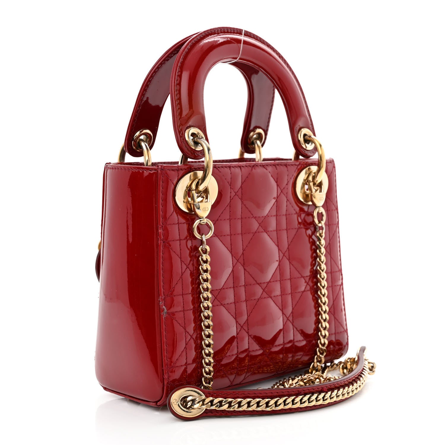Christian Dior Patent Cannage Mini Lady Dior Red 3 of 14