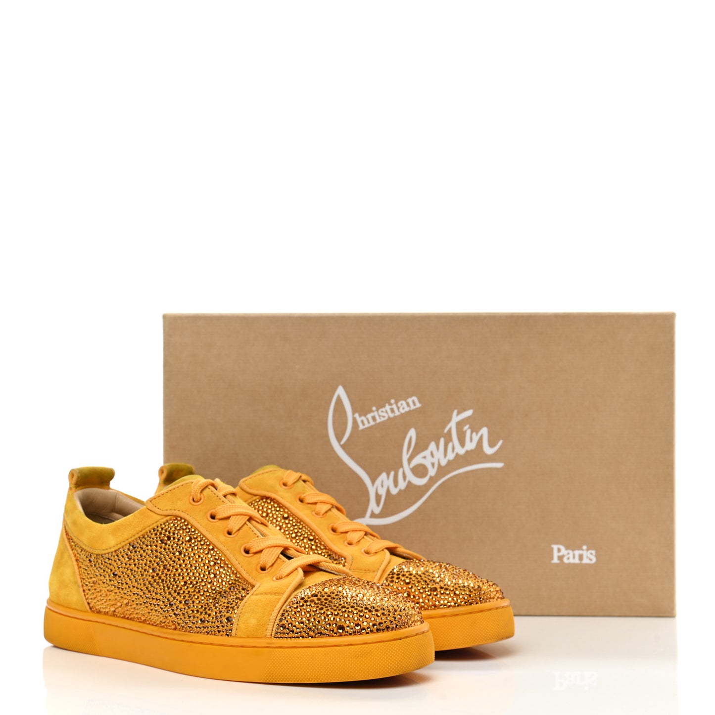 Calfskin Veau Velours Strass Louis Junior Flat Sneakers 41 Topaz