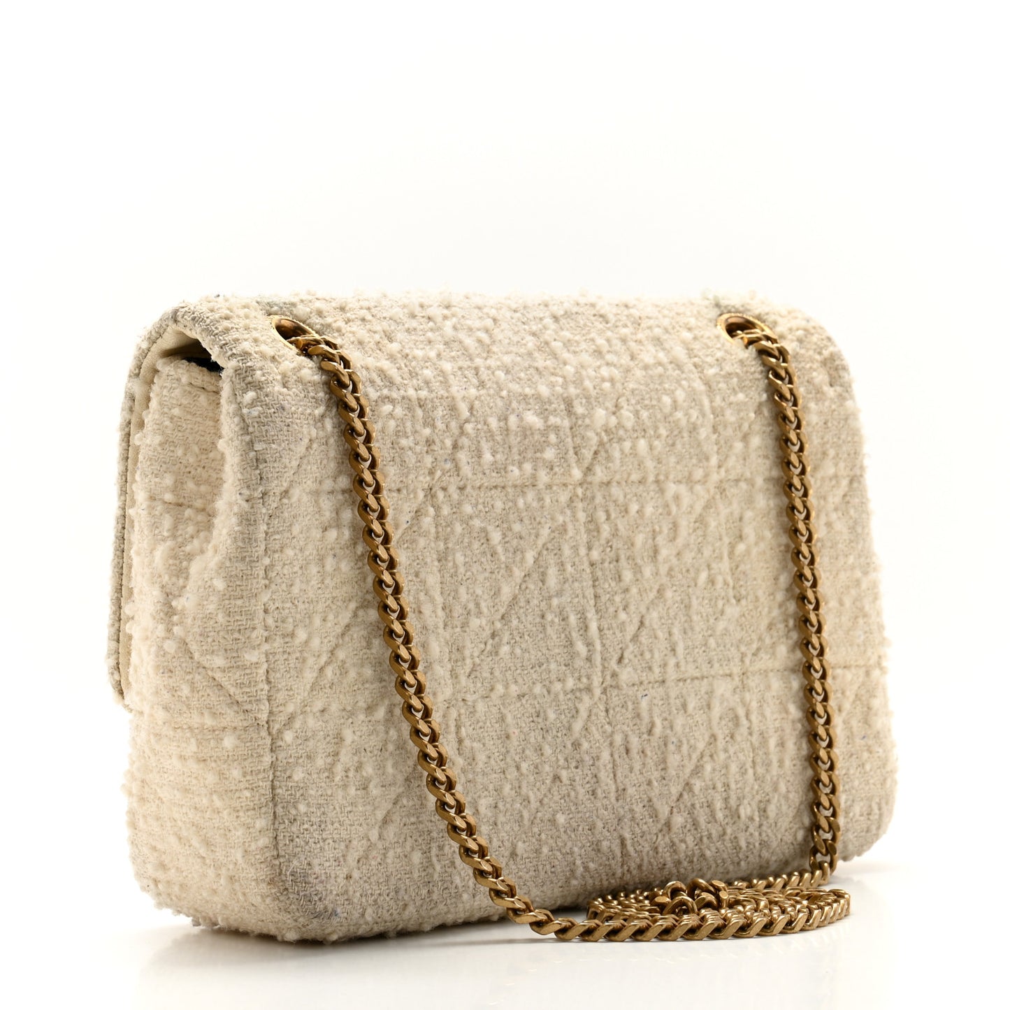 Boucle Tweed Patchwork Monogram Medium Jamie Baguette Craie