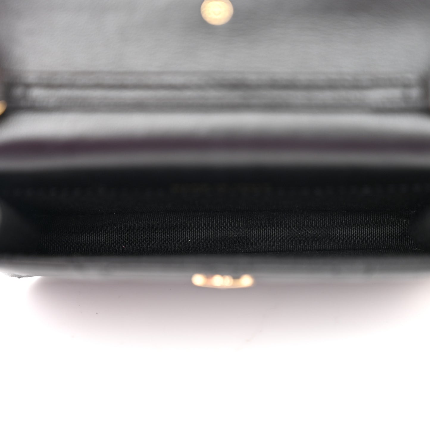 Lambskin Quilted Zirconium Pearl Card Holder Flap With Chain Black