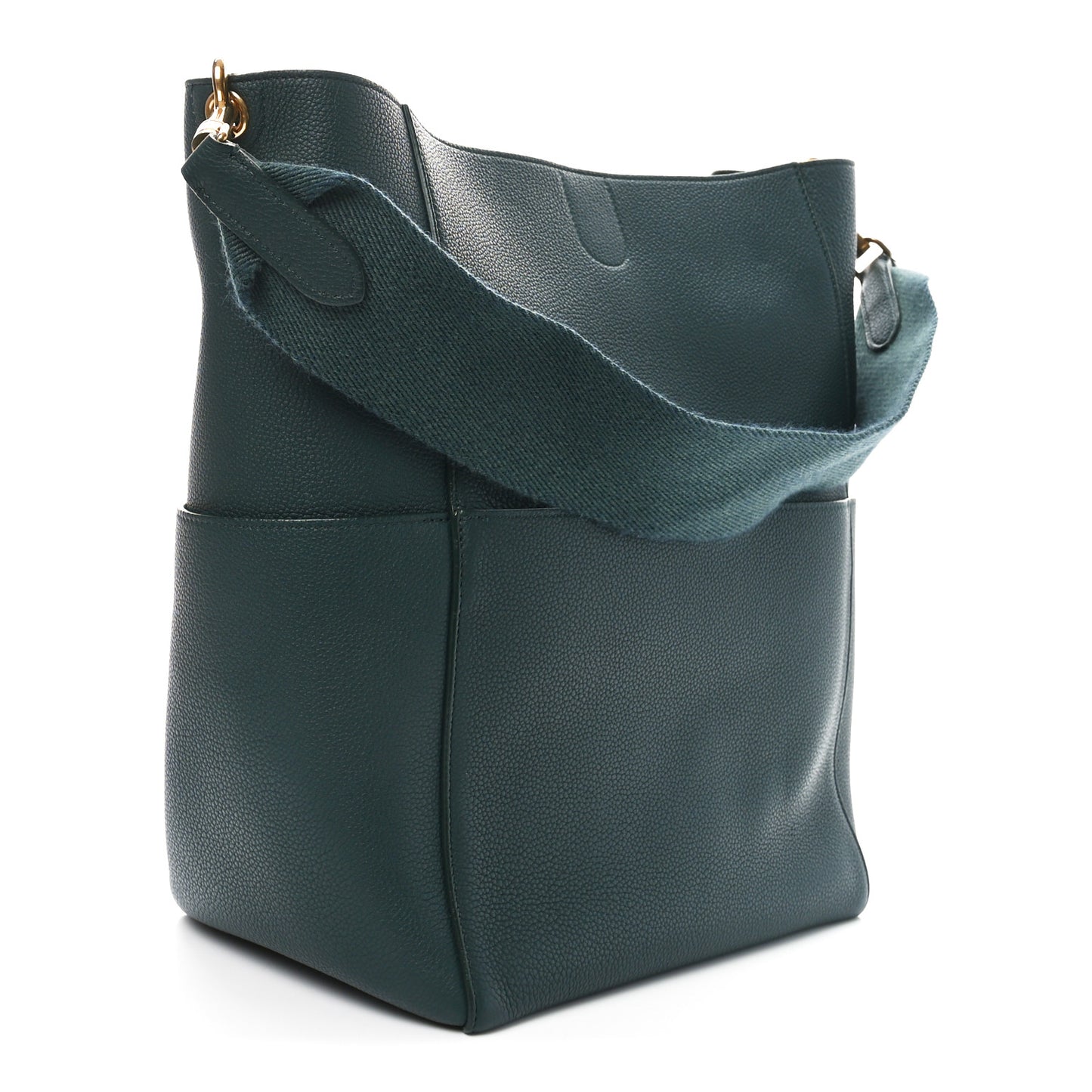 Soft Grained Calfskin Sangle Bucket Bag Amazone