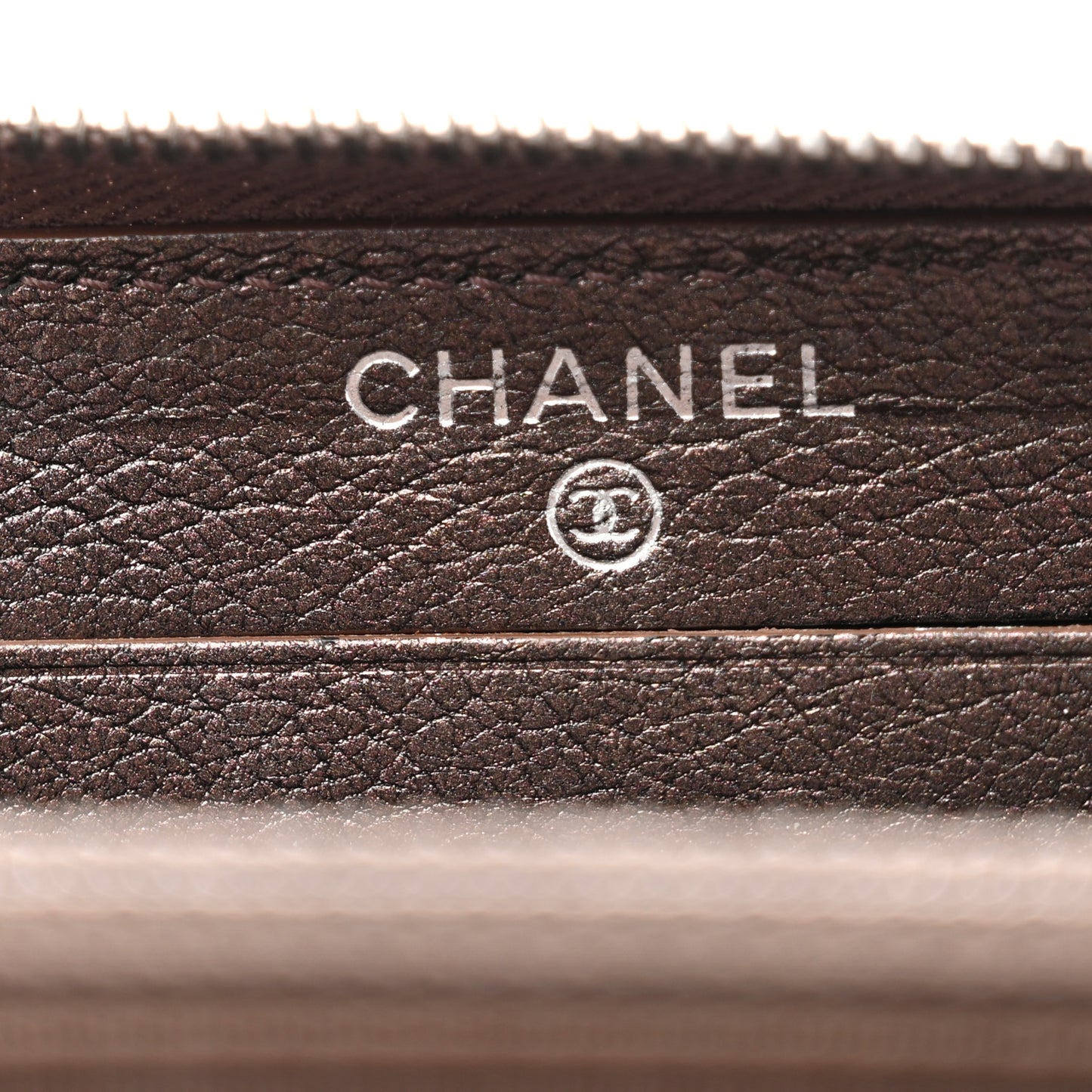 Iridescent Goatskin Quilted Small Zip Around Wallet Bronze
