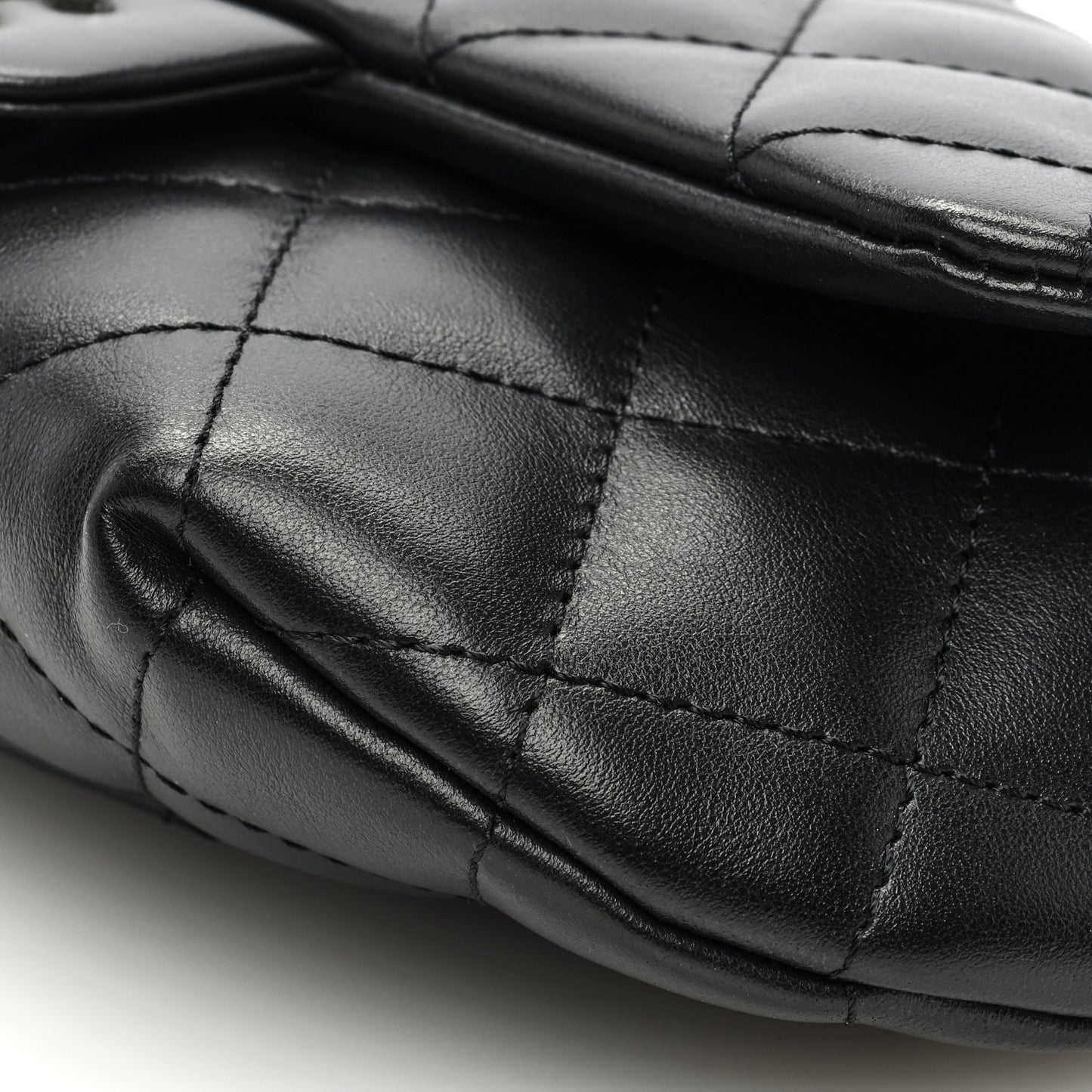 Calfskin Quilted CC Uniform Flap Belt Bag Black