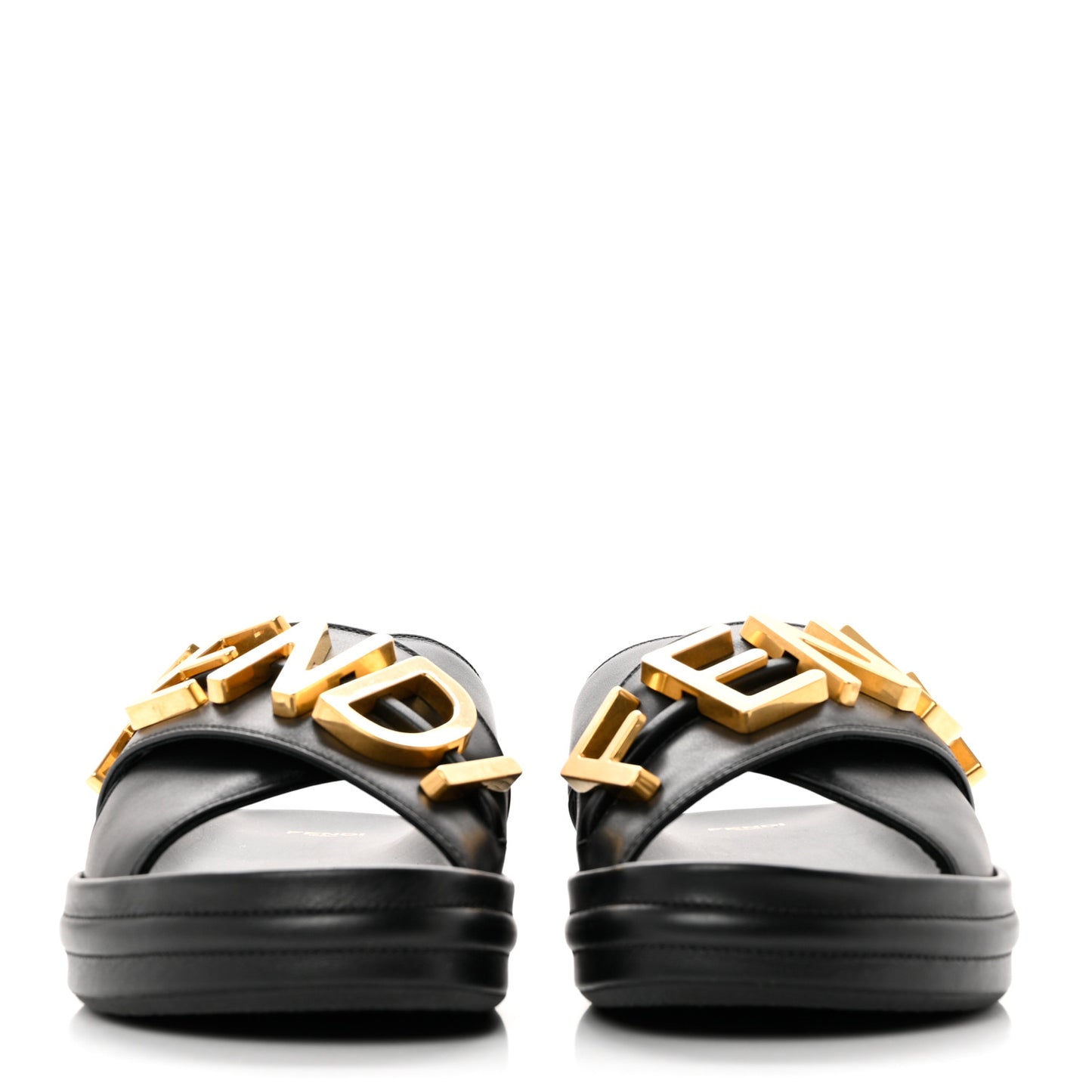 Vitello Womens Fendigraphy Slide Sandals 37.5 Black