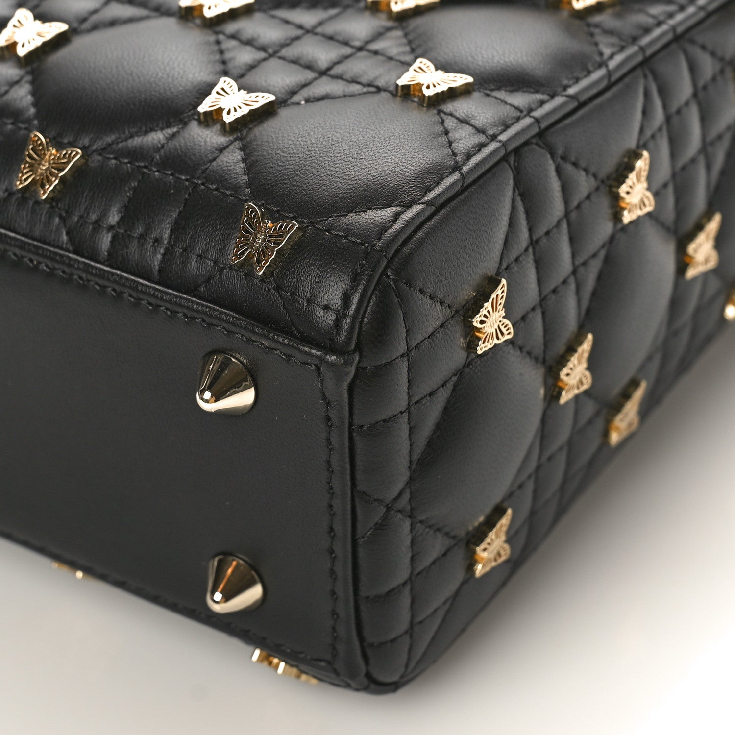 Christian Dior Lambskin Cannage Butterfly Studs Small Lady Dior Black 8 of 8