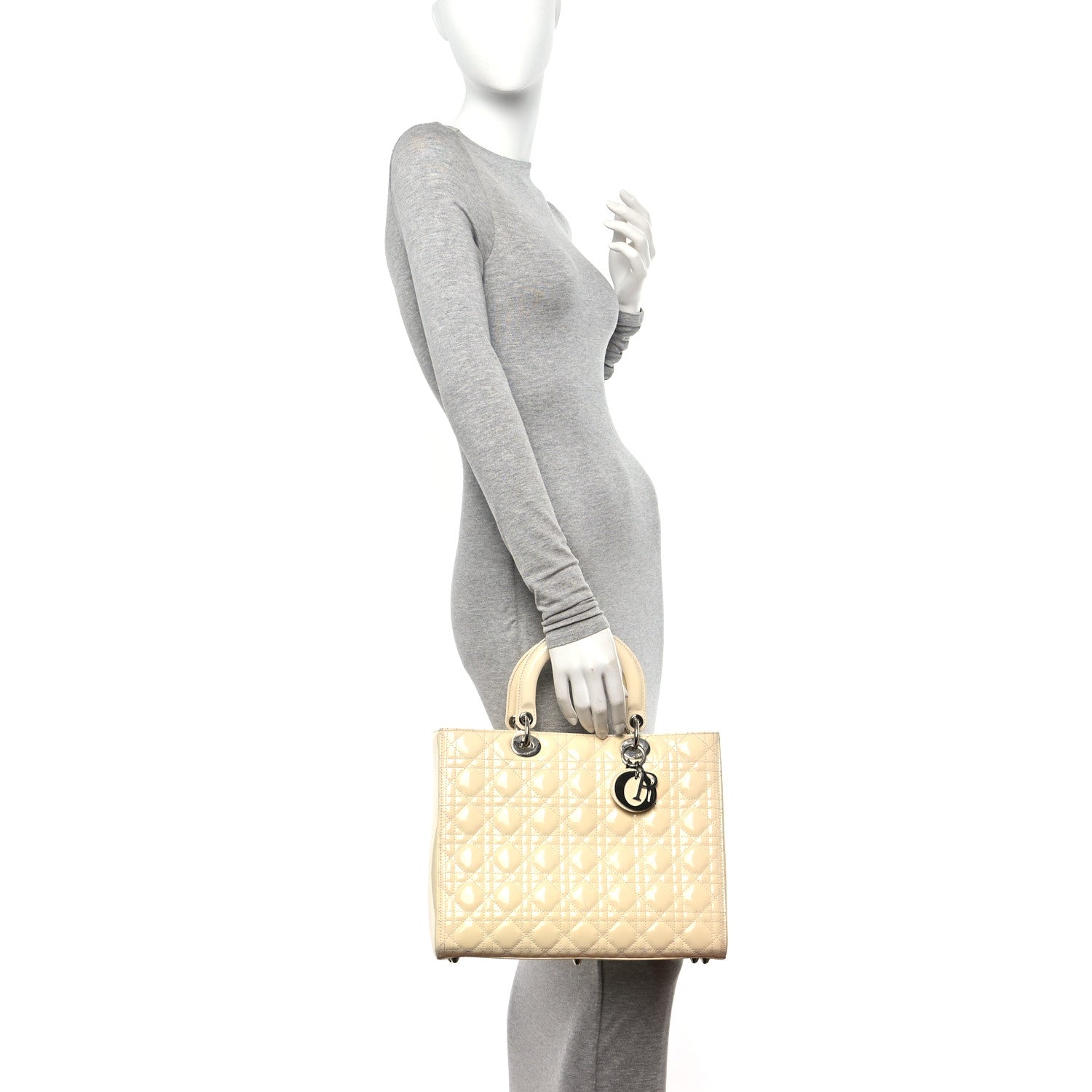 Christian Dior Patent Cannage Large Lady Dior White 2 of 18