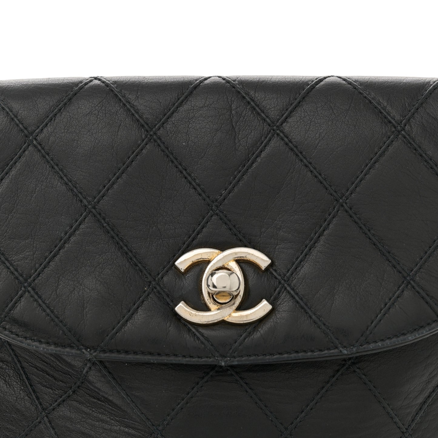 Lambskin Diamond Stitched Flap Waist Belt Bag 80 32 Black