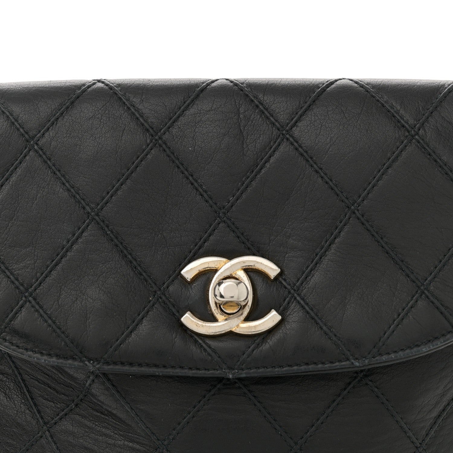 Chanel Lambskin Diamond Stitched Flap Waist Belt Bag 80 32 Black 7 of 10