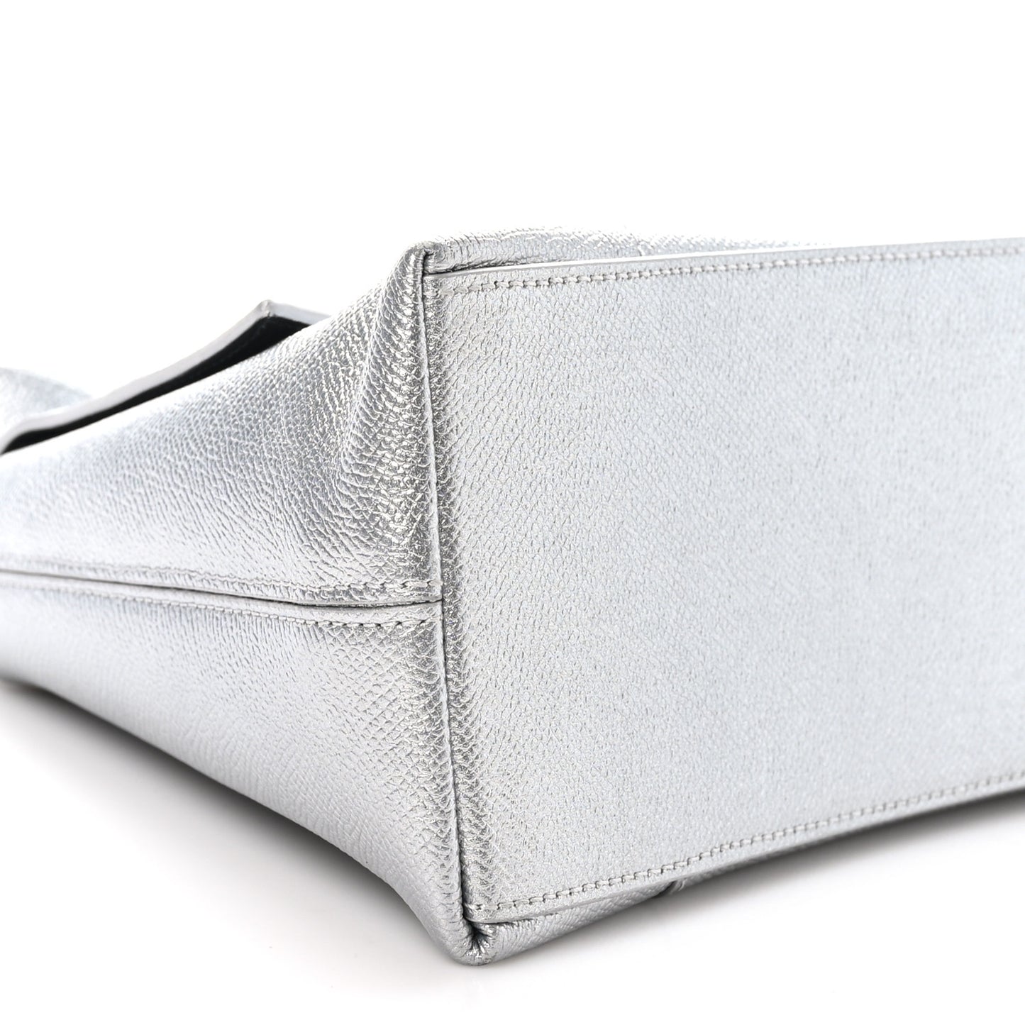 Metallic Soft Textured Calfskin Small Downtown Shoulder Bag Silver