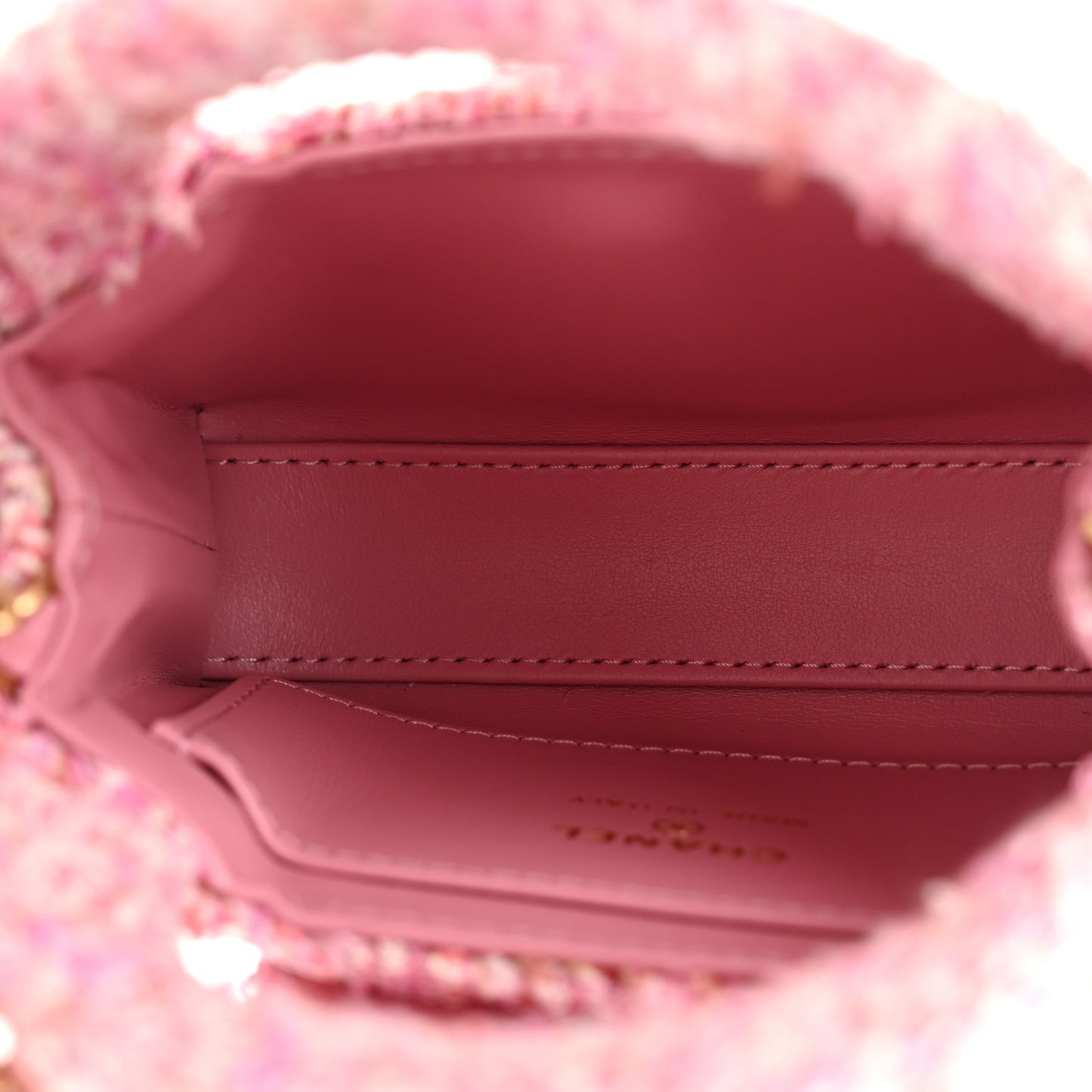 Tweed Quilted Mini Nano Kelly Shopper Pink